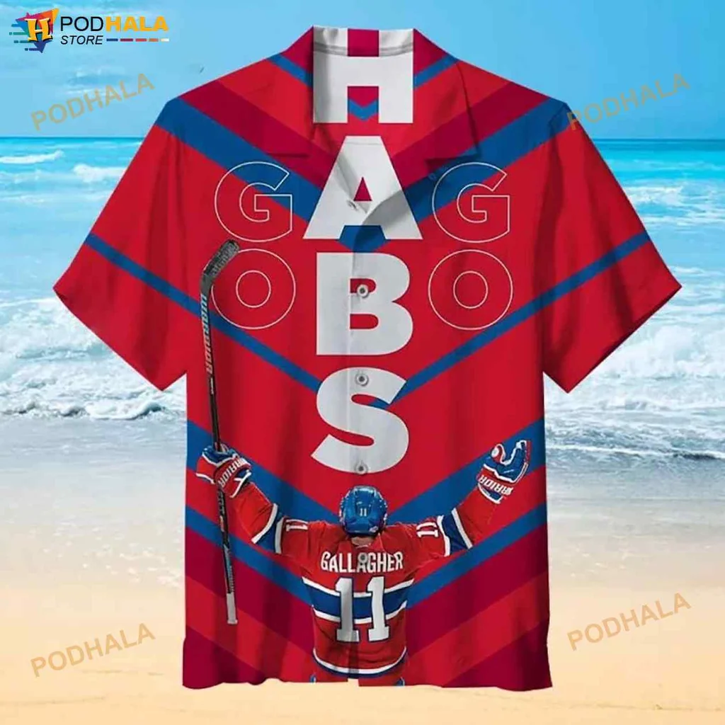 Montreal Canadiens Funny Hawaiian Shirt With Gagos Text And Hockey Player Design