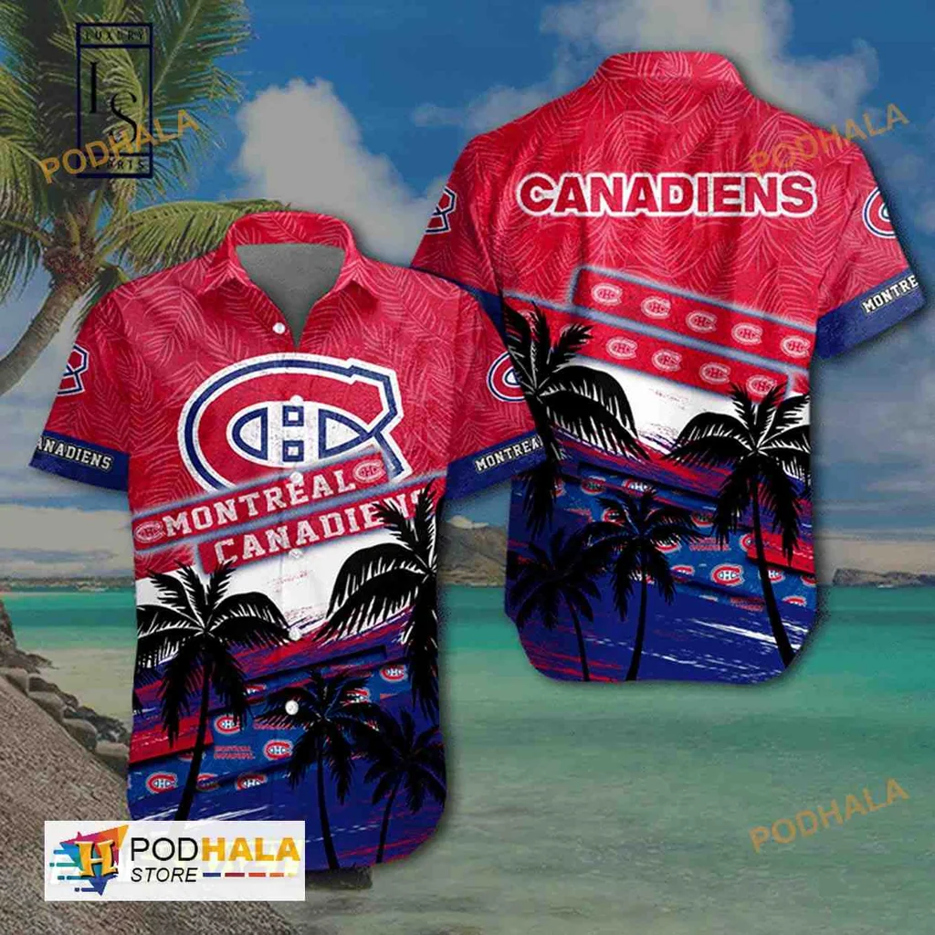 Montreal Canadiens Hawaiian Shirt With Tropical Palm Design