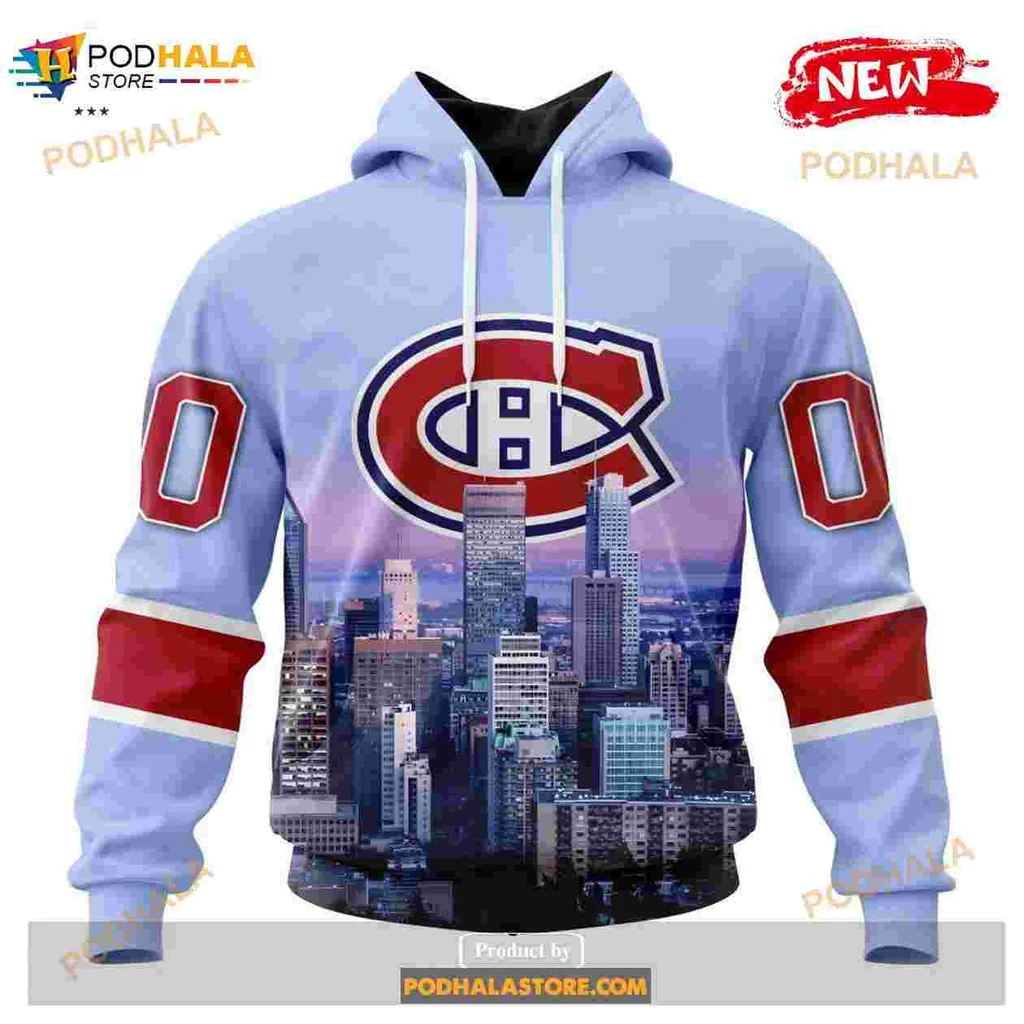Montreal Canadiens Skyline Hoodie Featuring Bold Logo And City Design