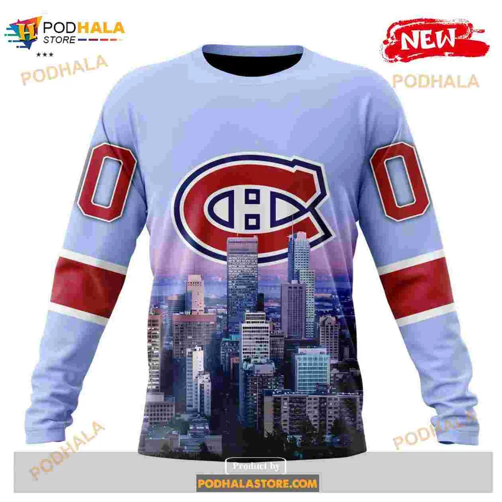 Montreal Canadiens Skyline Hoodie Featuring Bold Logo And City Design - Product View 6 Montreal Canadiens Skyline Hoodie Featuring Bold Logo And City Design - Product View 6
