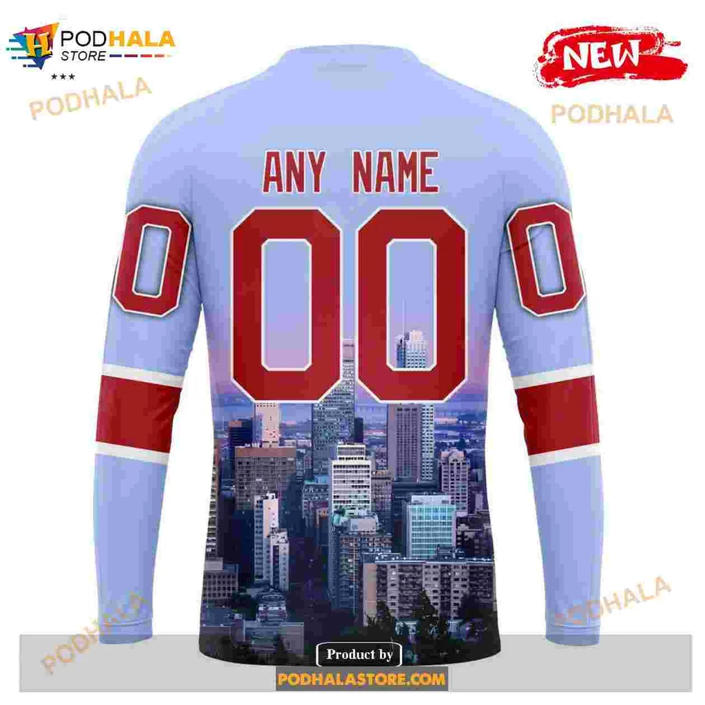 Montreal Canadiens Skyline Hoodie Featuring Bold Logo And City Design - Product View 7 Montreal Canadiens Skyline Hoodie Featuring Bold Logo And City Design - Product View 7