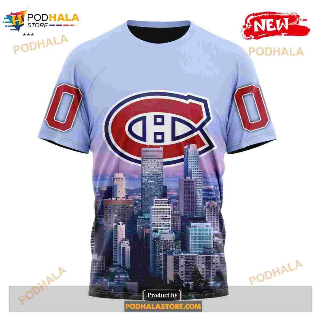 Montreal Canadiens Skyline Hoodie Featuring Bold Logo And City Design - Product View 8 Montreal Canadiens Skyline Hoodie Featuring Bold Logo And City Design - Product View 8