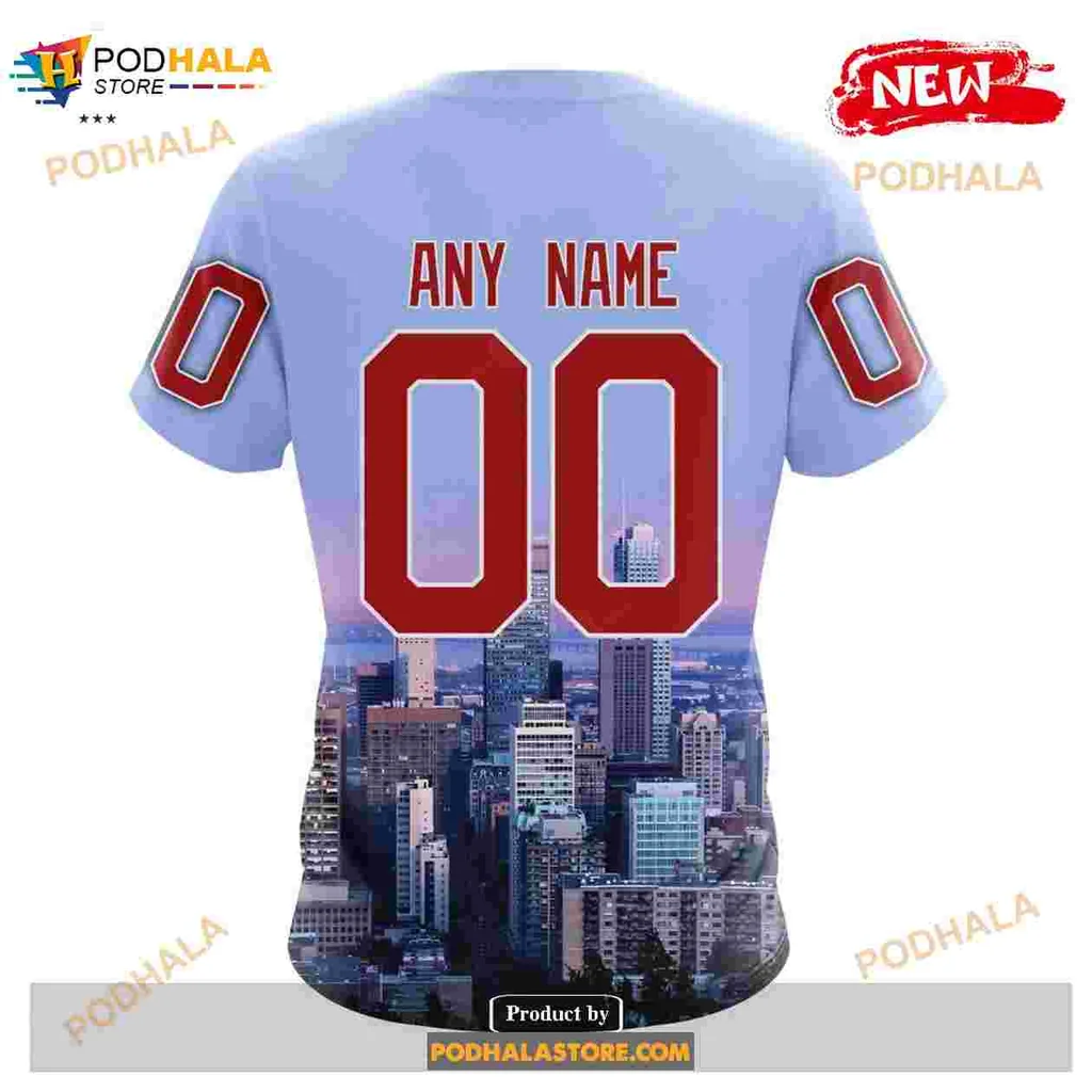 Montreal Canadiens Skyline Hoodie Featuring Bold Logo And City Design - Product View 9 Montreal Canadiens Skyline Hoodie Featuring Bold Logo And City Design - Product View 9