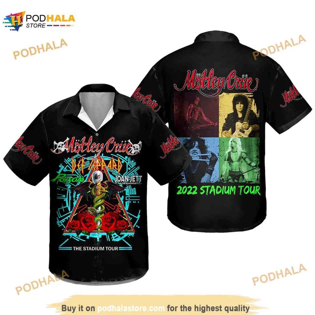 Motley Crue Hawaiian Shirt With 2022 Stadium Tour Design