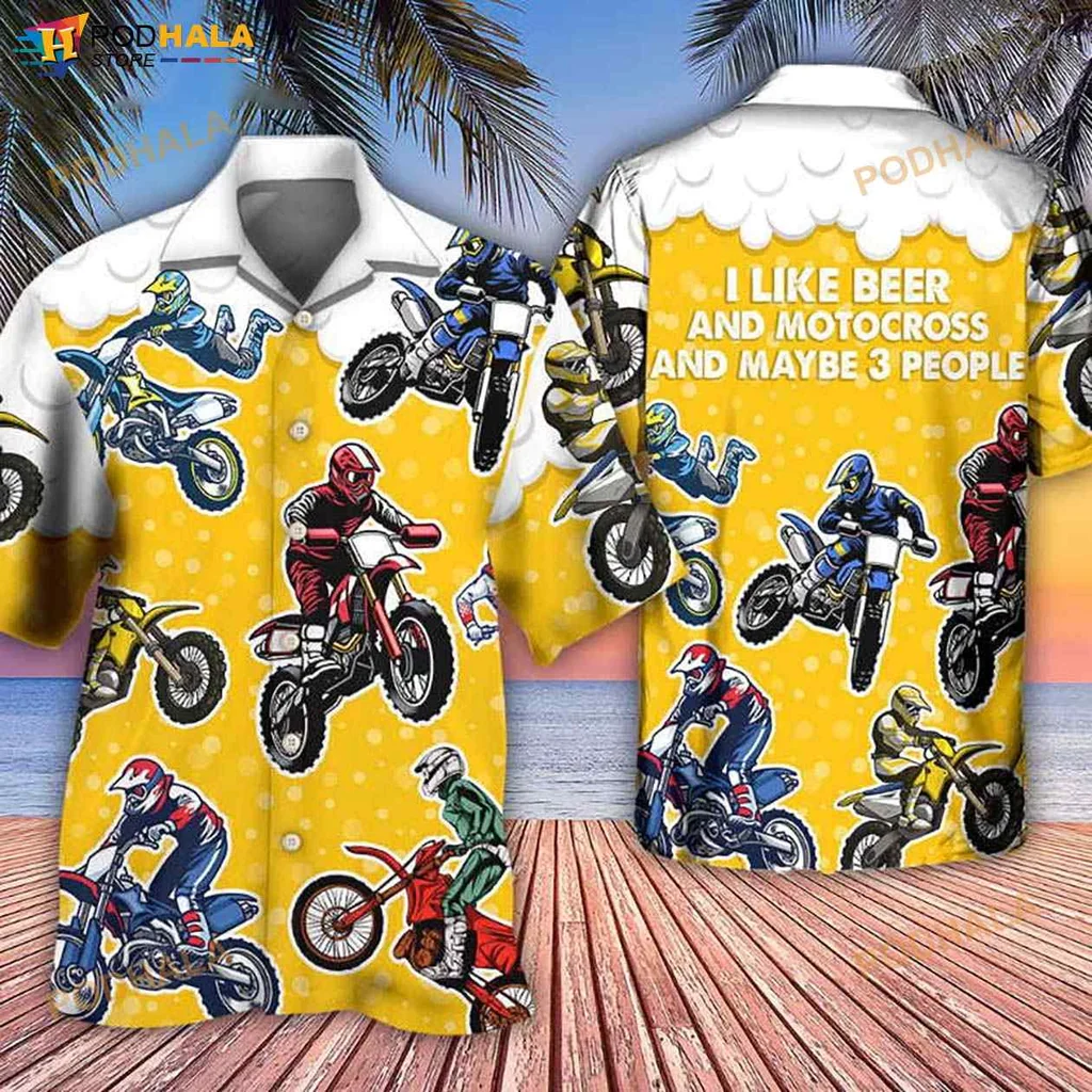 Motocross Beer Lover Hawaiian Shirt With Fun Design And Bold Slogan