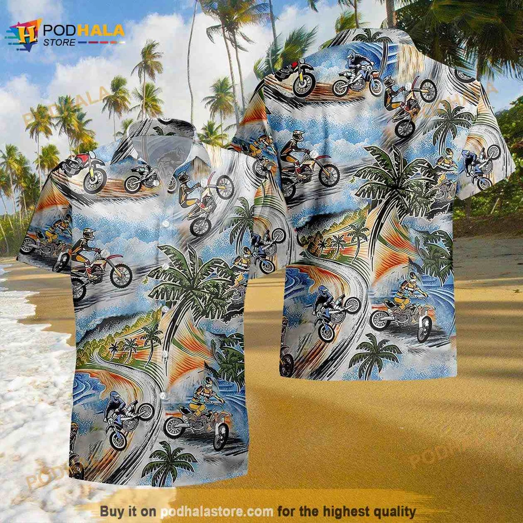 Motocross Lover Hawaiian Shirt With Vibrant Beach Design