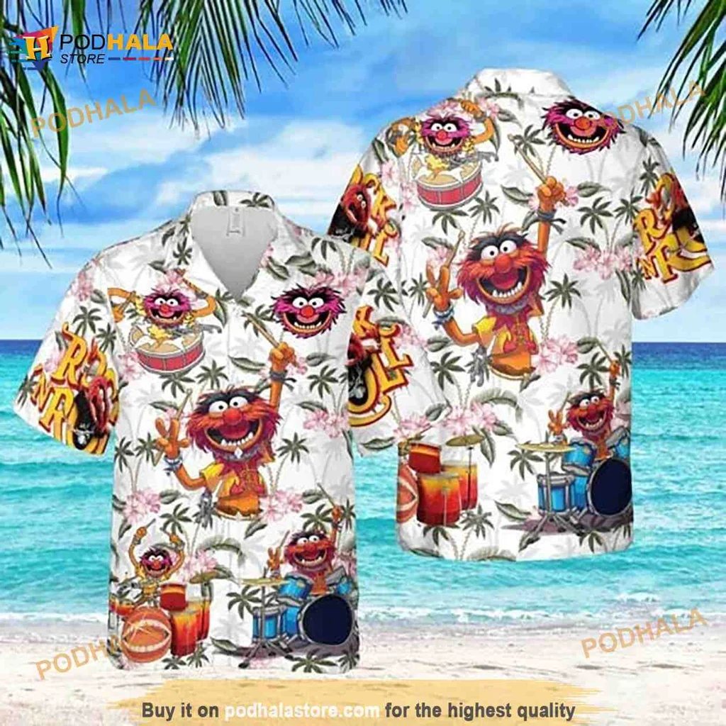 Muppet Animal Drum Aloha Shirt, Tropical Beachy Vibe Hawaiian Shirt