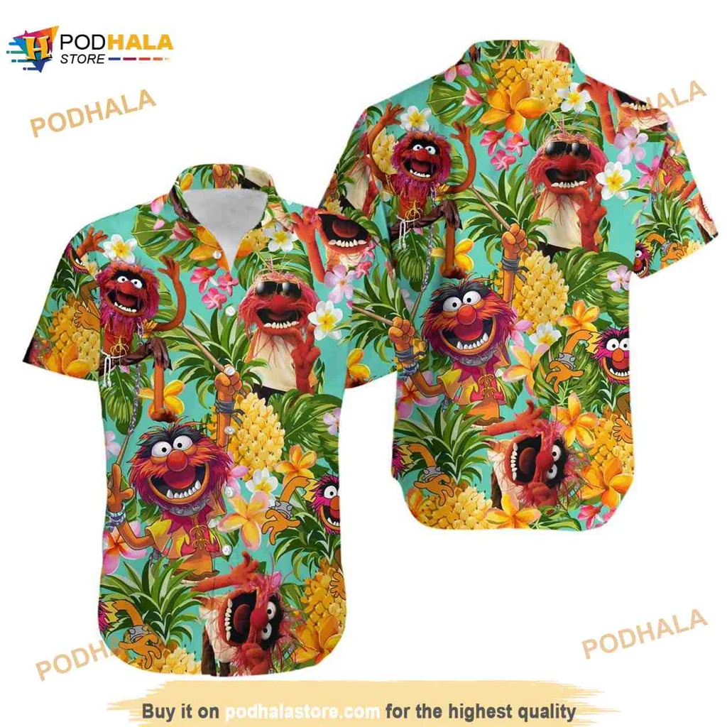 Muppet Animal Tropical Hawaiian Shirt With Pineapple And Lush Greenery