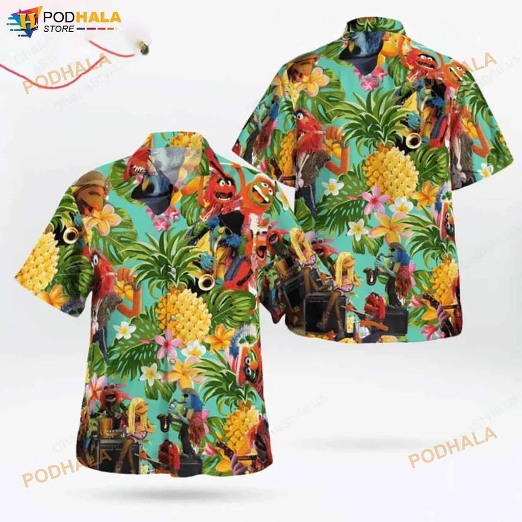 Muppet Electric Mayhem Hawaiian Shirt Featuring Tropical Pineapple Design