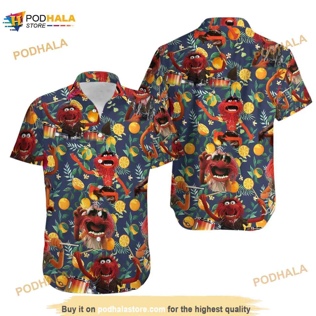 Muppets Animal Playing Drum Hawaiian Shirt With Tropical Design