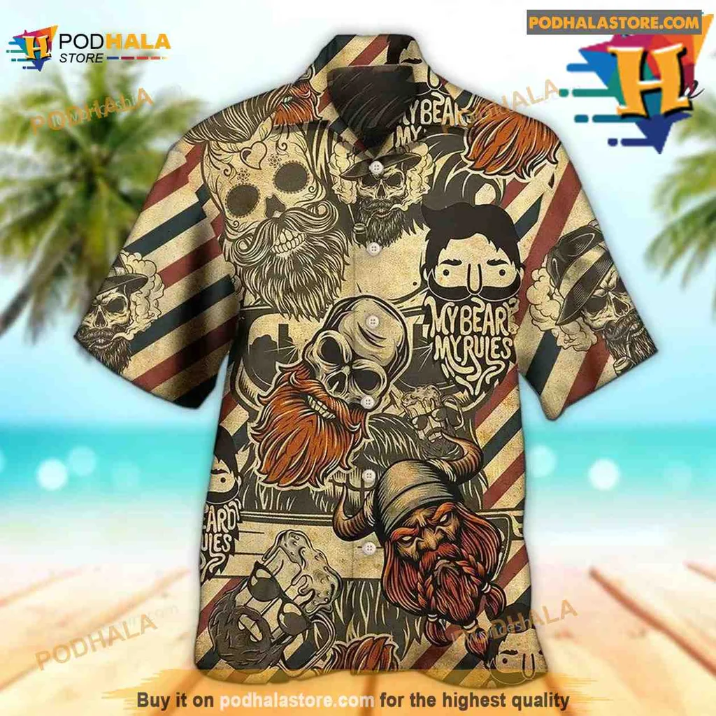 My Beard My Rules Hawaiian Shirt With Fun Bearded Characters