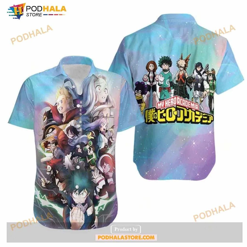 My Hero Academia Hawaiian Shirt Featuring Main Characters In Blue Design