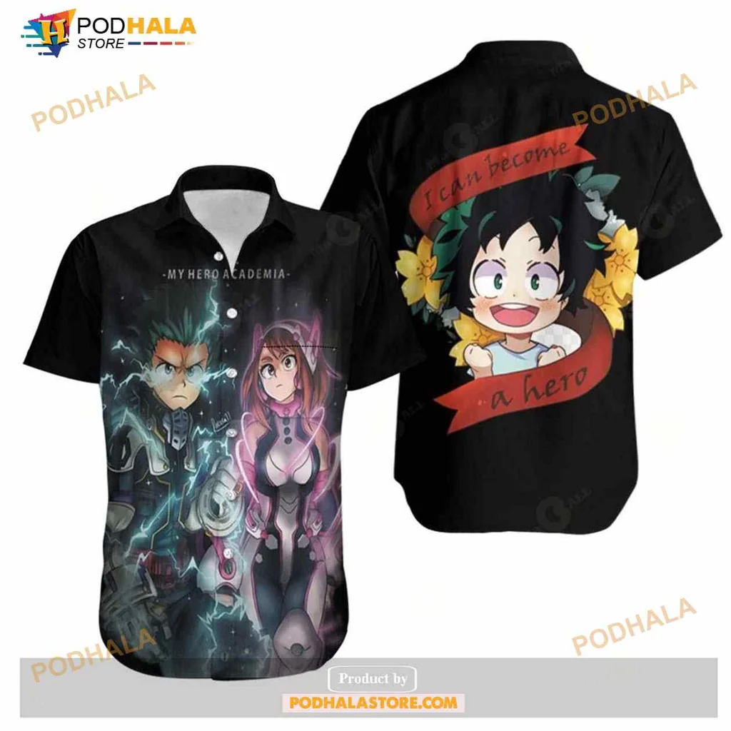 My Hero Academia Hawaiian Shirt Featuring Ochako Uraraka And Midoriya Izuku