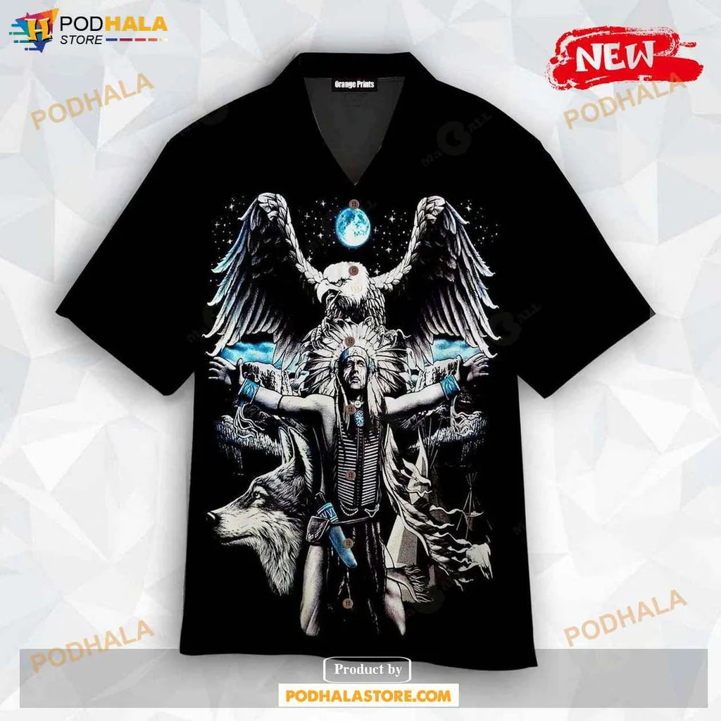 Mystical Eagle Aloha Shirt Featuring Native American Design And Nature Themes