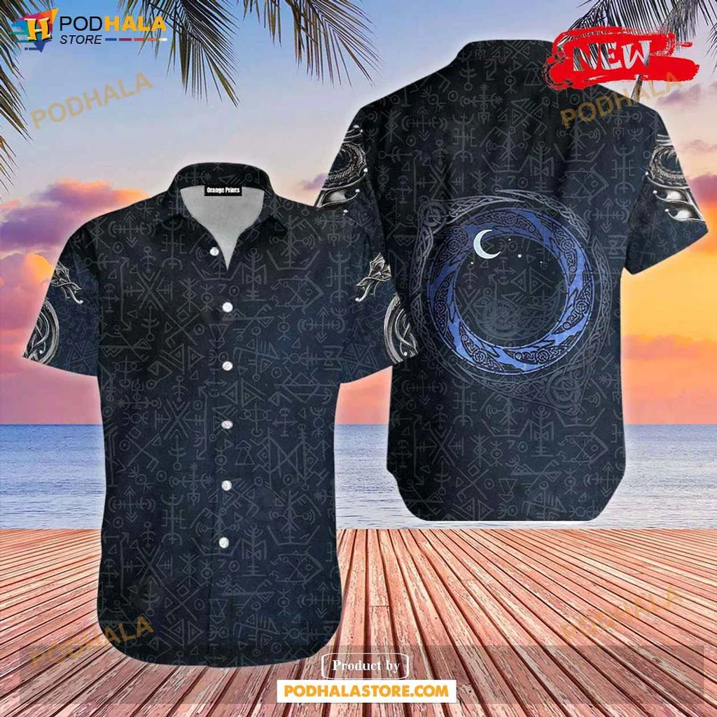 Mystical Viking Dragon Hawaiian Shirt, Bold Graphic Design For Summer Adventures