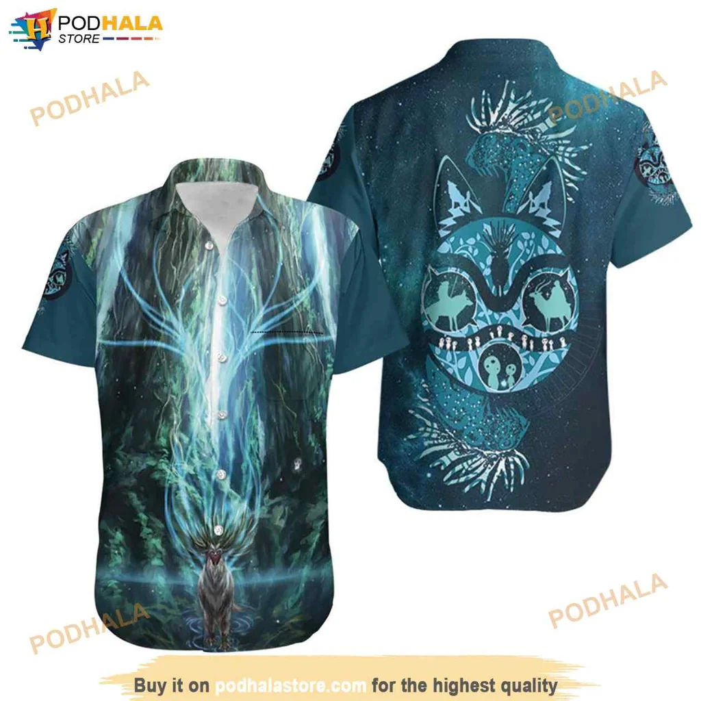 Mystical Wolf Tropical Hawaiian Shirt, Vibrant Jungle Spirit Design For Nature Lovers