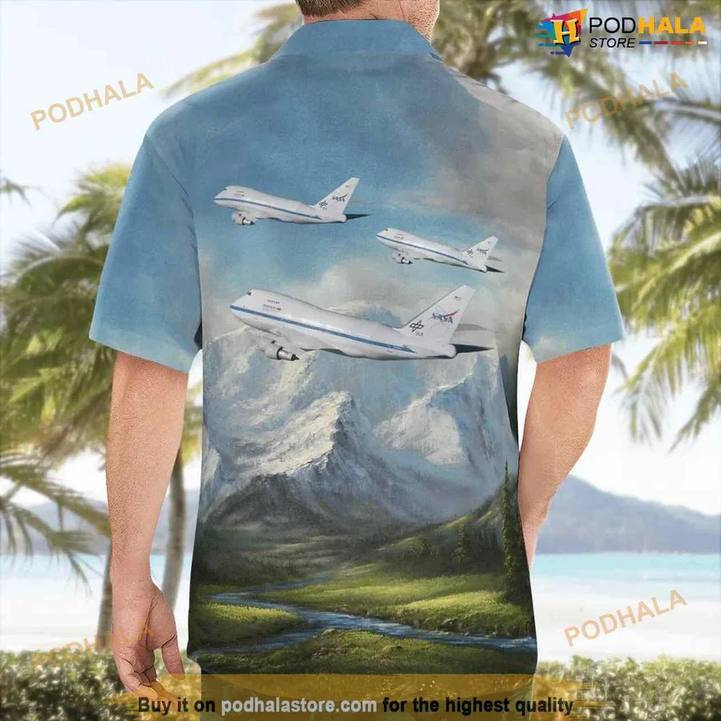 Nasa Aviation Aloha Shirt With Scenic Aircraft Design Nasa Aviation Aloha Shirt With Scenic Aircraft Design