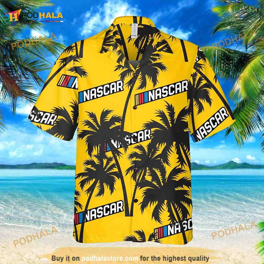 Nascar Logo Tropical Aloha Shirt With Palm Trees