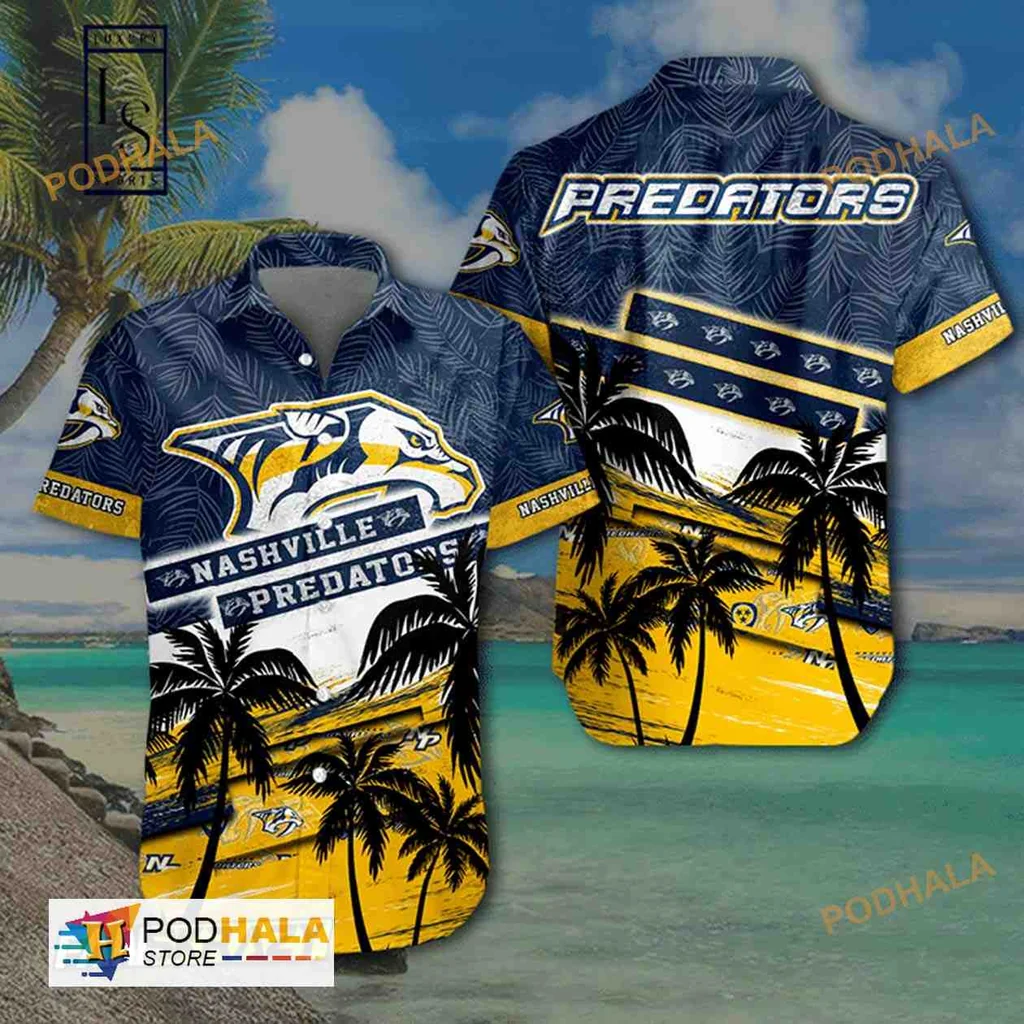 Nashville Predators Hawaiian Shirt With Tropical Design