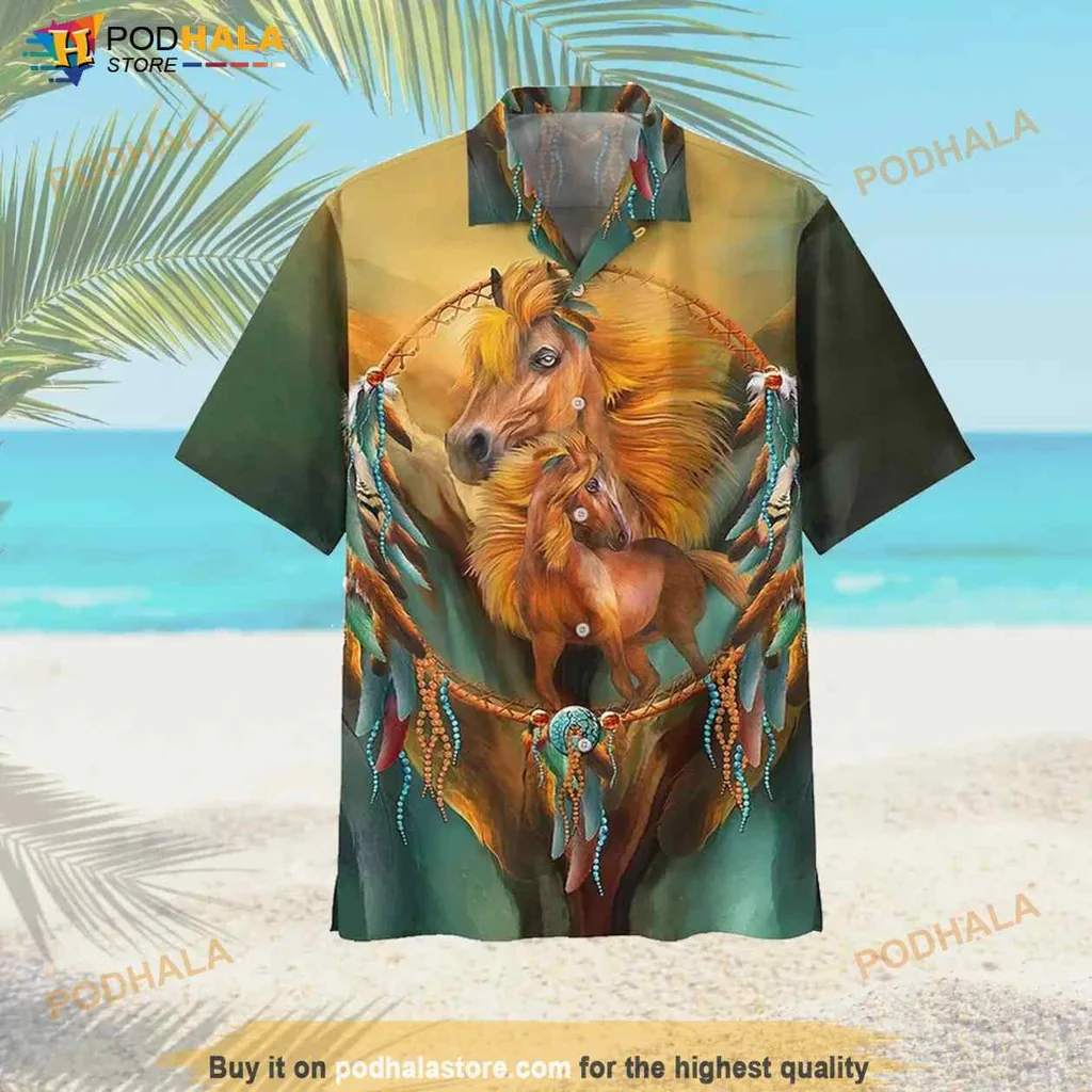 Native American Horse Hawaiian Shirt With Majestic Foal And Nature Design