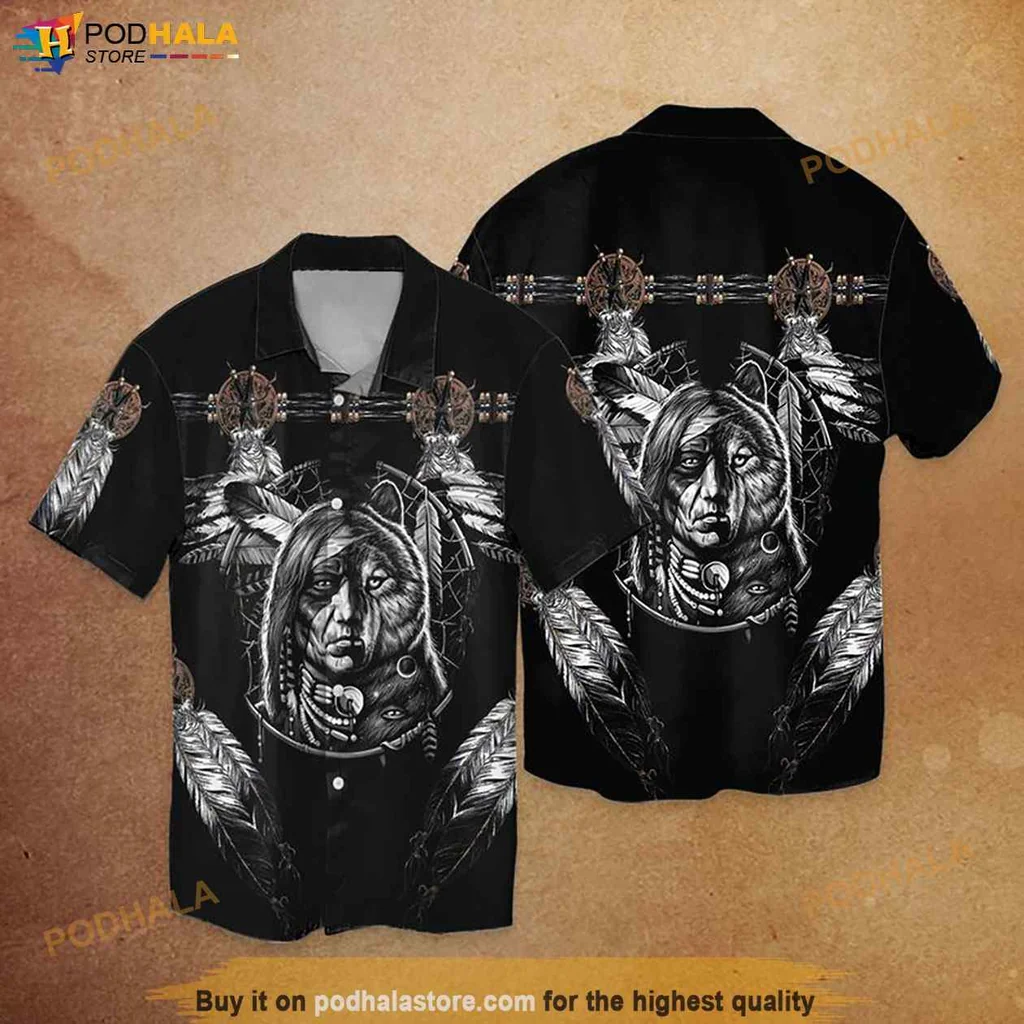 Native American Pride Aloha Shirt Featuring Bold Artistic Design