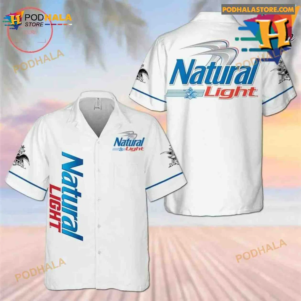 Natural Light Beer Hawaiian Shirt With Bold Design For Casual Outings