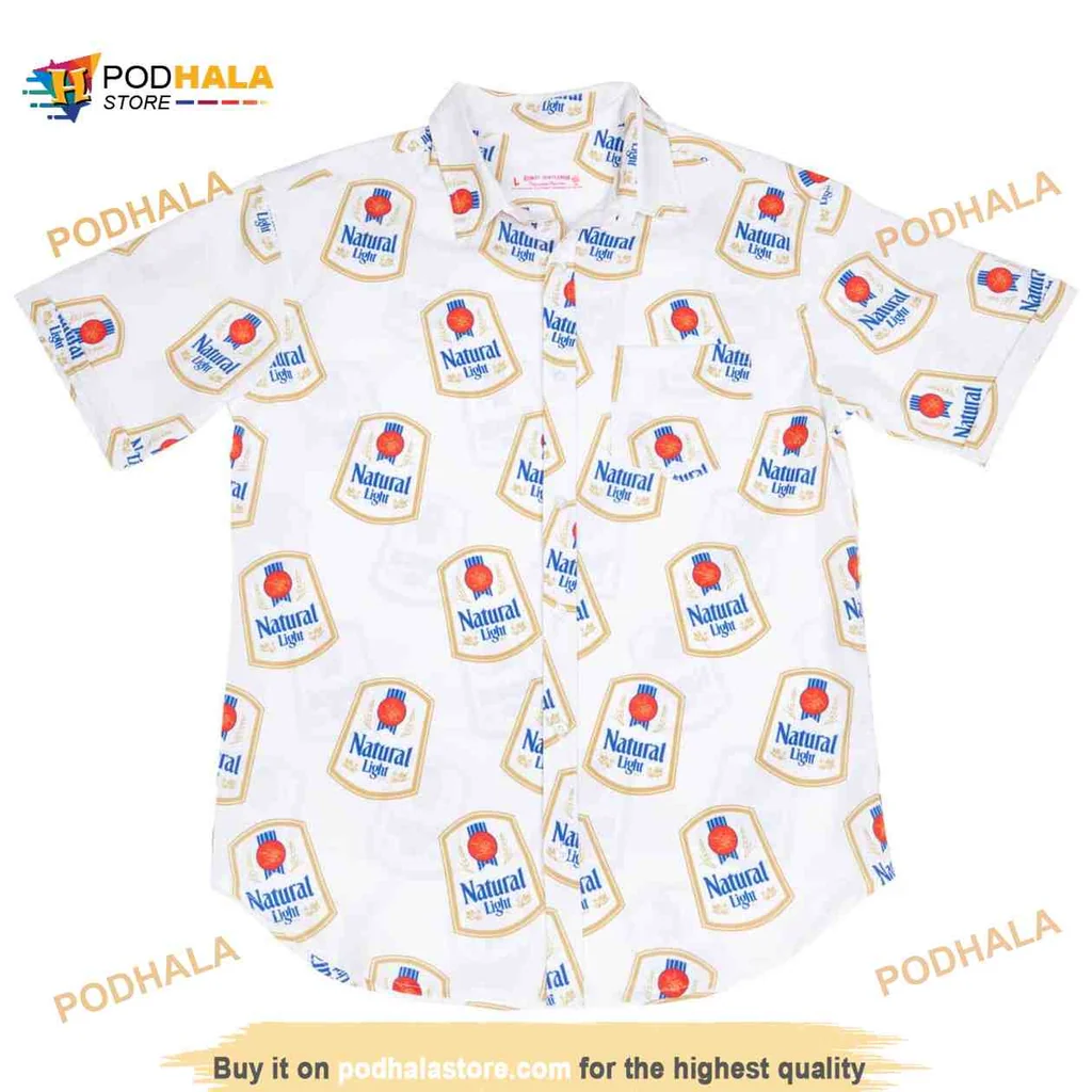 Natural Light Beer Lovers Hawaiian Shirt With Fun Can Graphics