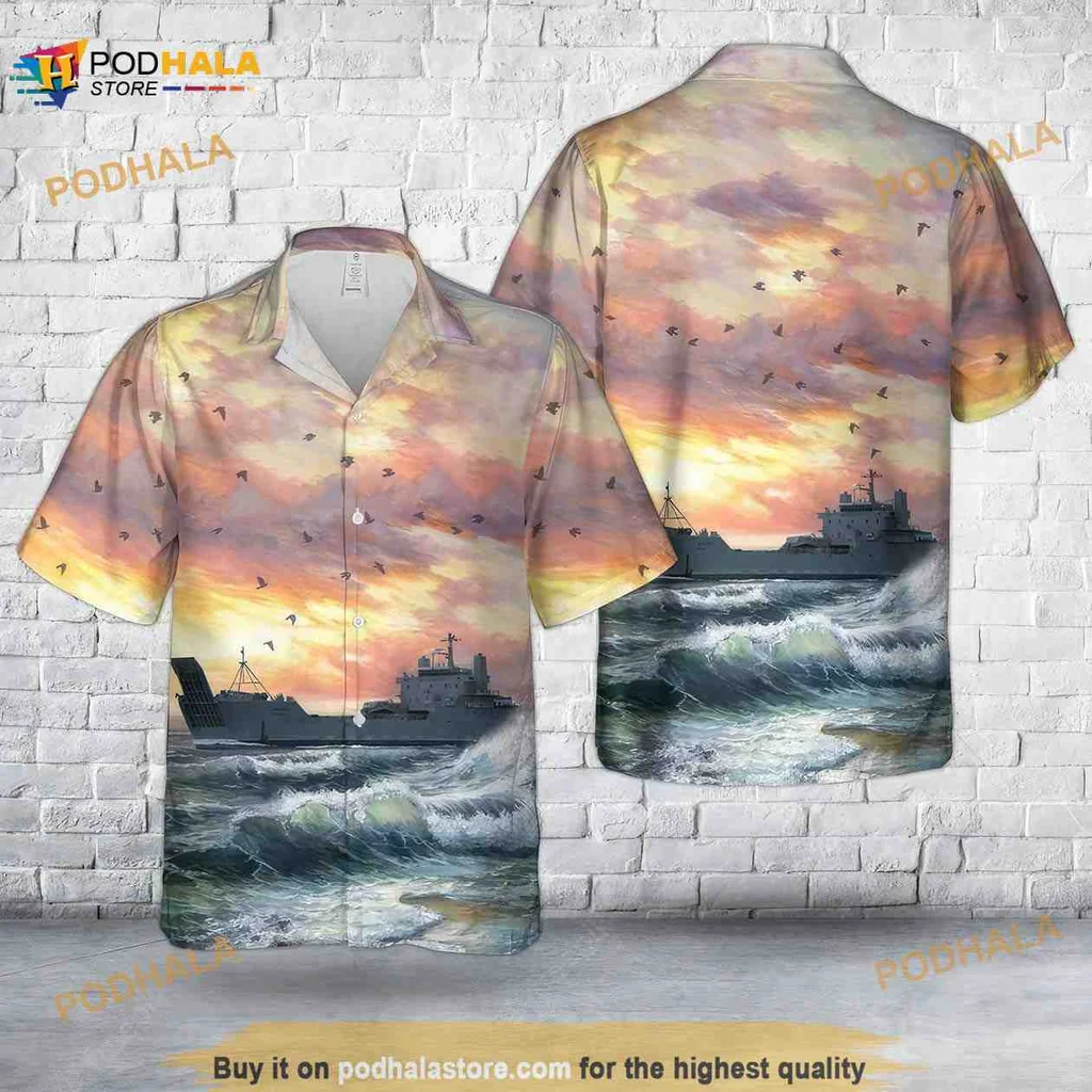 Nautical Adventure Hawaiian Shirt With Ship And Ocean Waves Design
