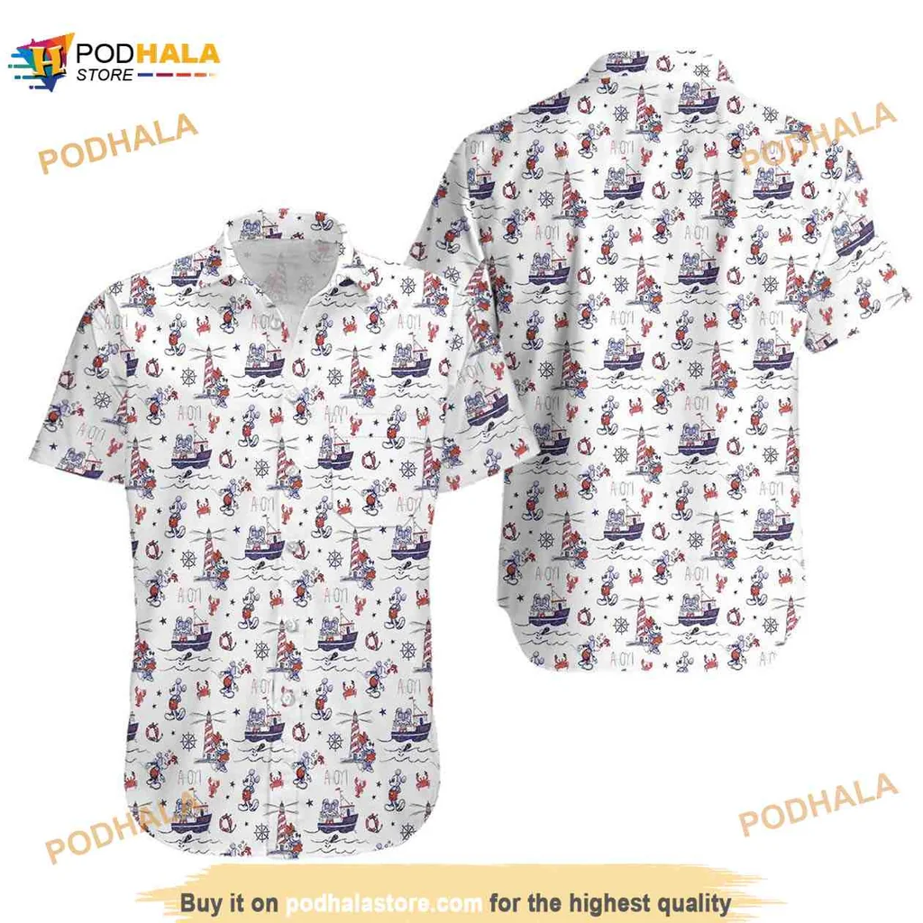 Nautical Cruise Dad Hawaiian Shirt With Colorful Sailboats And Palm Trees