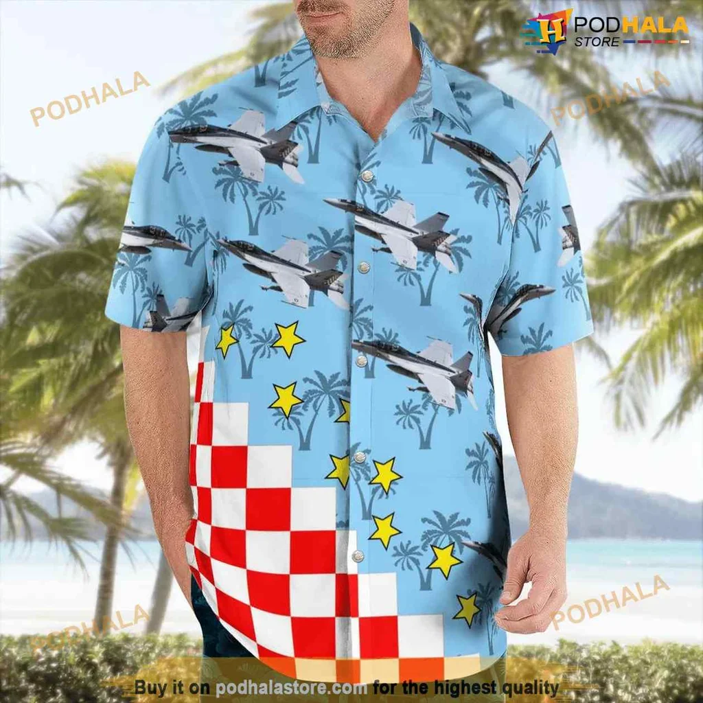 Navy Aviation Hawaiian Shirt Featuring Boeing F/a 18f Super Hornet Design