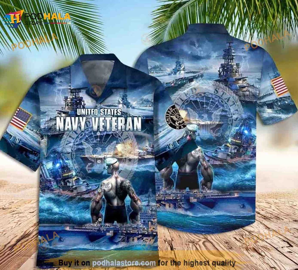 Navy Veteran Aloha Shirt, United States Navy Veteran Design