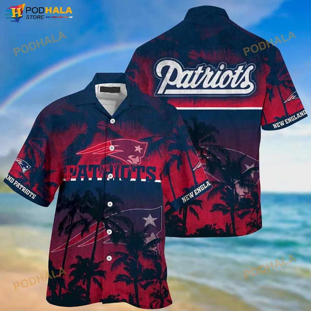New England Patriots Aloha Shirt With Tropical Palm Tree Design