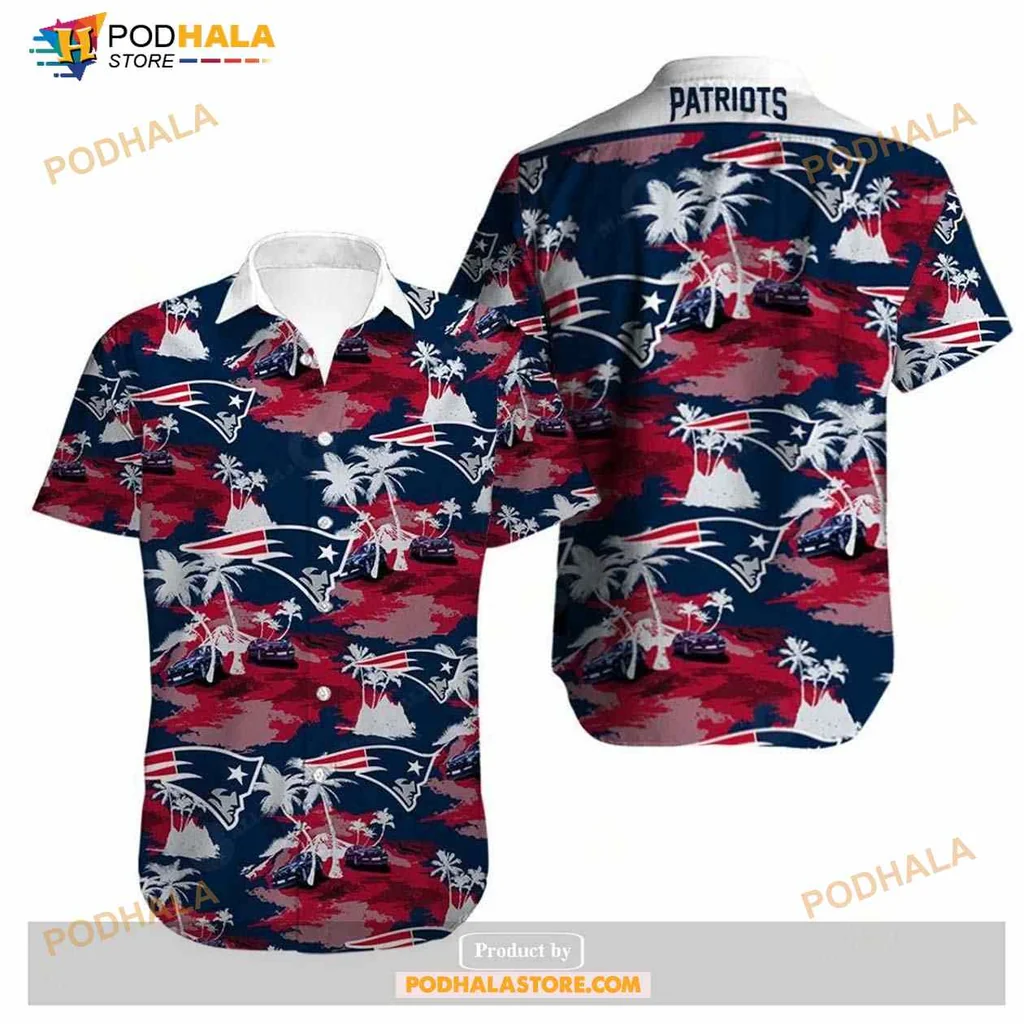 New England Patriots Aloha Shirt With Tropical Palm Trees And Camouflage