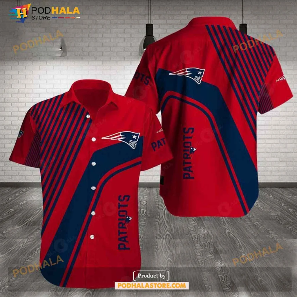 New England Patriots Hawaiian Shirt With Bold Team Logo And Stripes