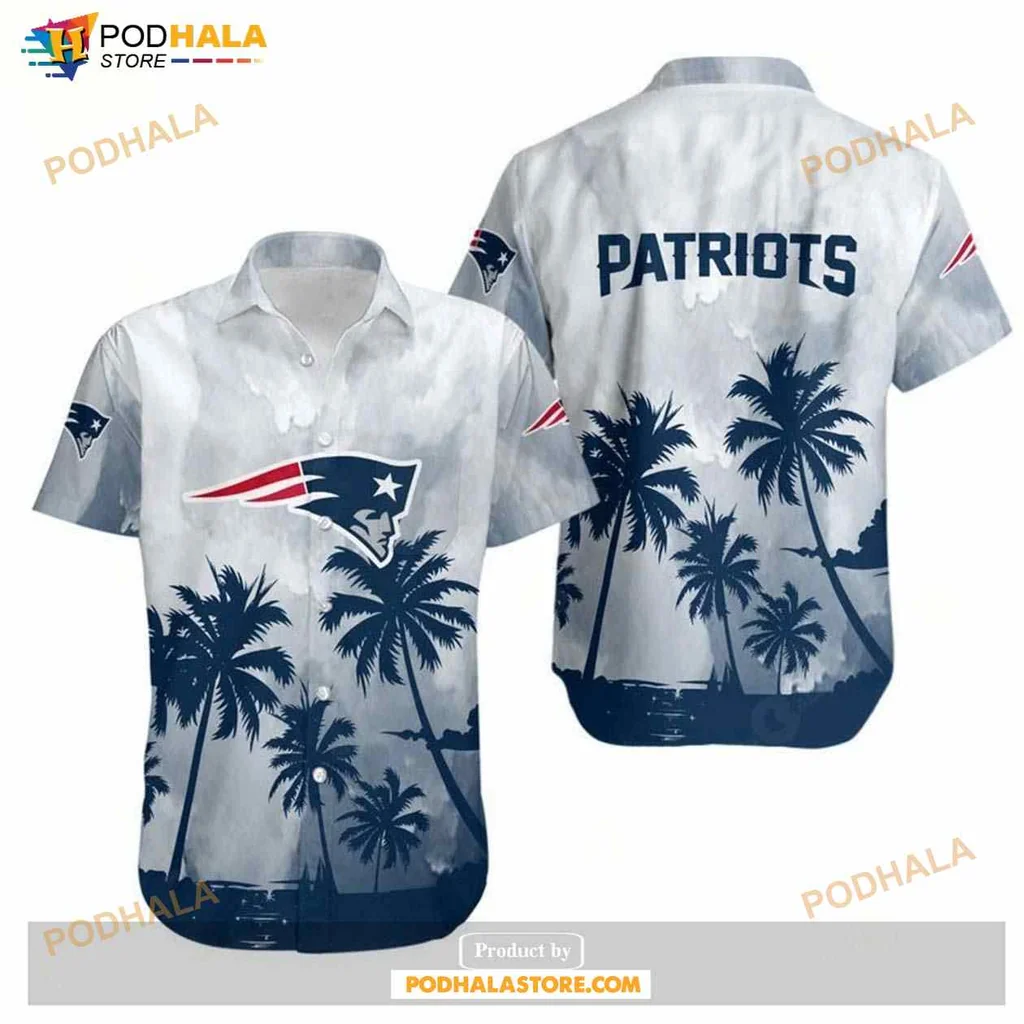 New England Patriots Hawaiian Shirt With Tropical Palm Trees Design