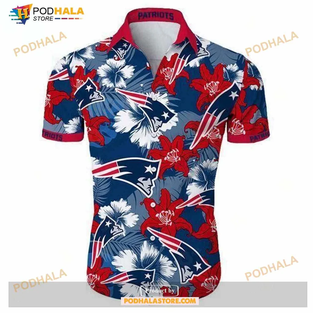 New England Patriots Hawaiian Shirt With Vibrant Floral Design For Fans