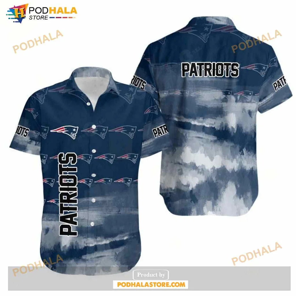 New England Patriots Hawaiian Shirt With Watercolor Graphic Print
