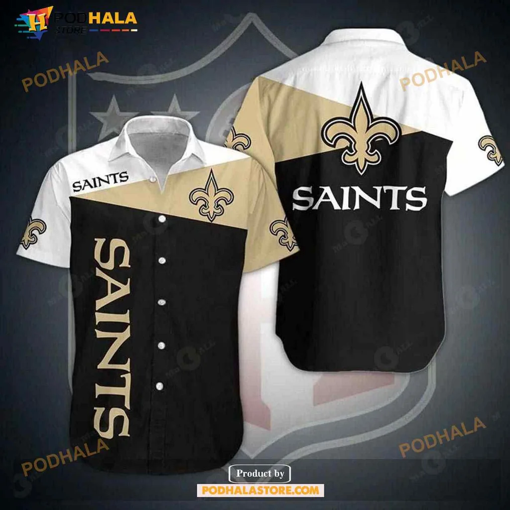 New Orleans Saints Hawaiian Shirt Featuring Bold Fleur De Lis Design