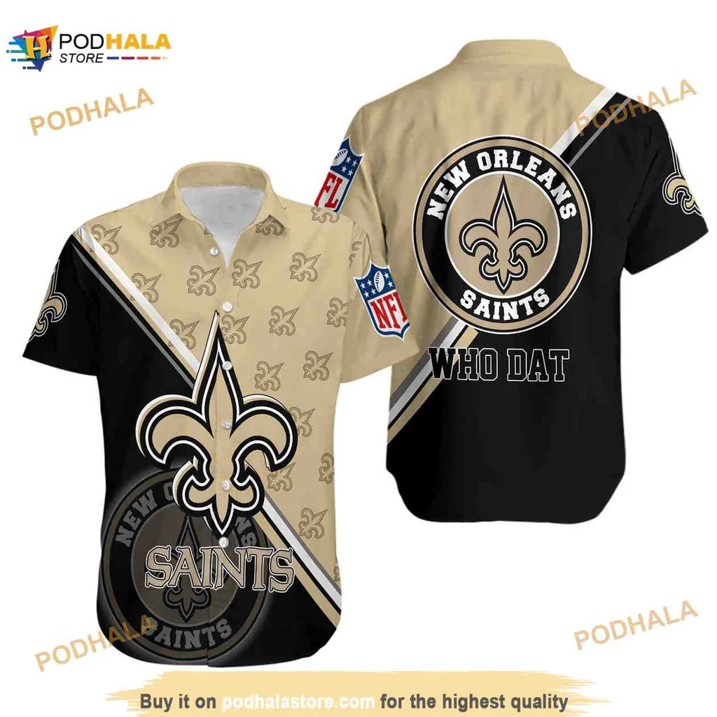 New Orleans Saints Hawaiian Shirt, Who Dat Design With Fleur De Lis