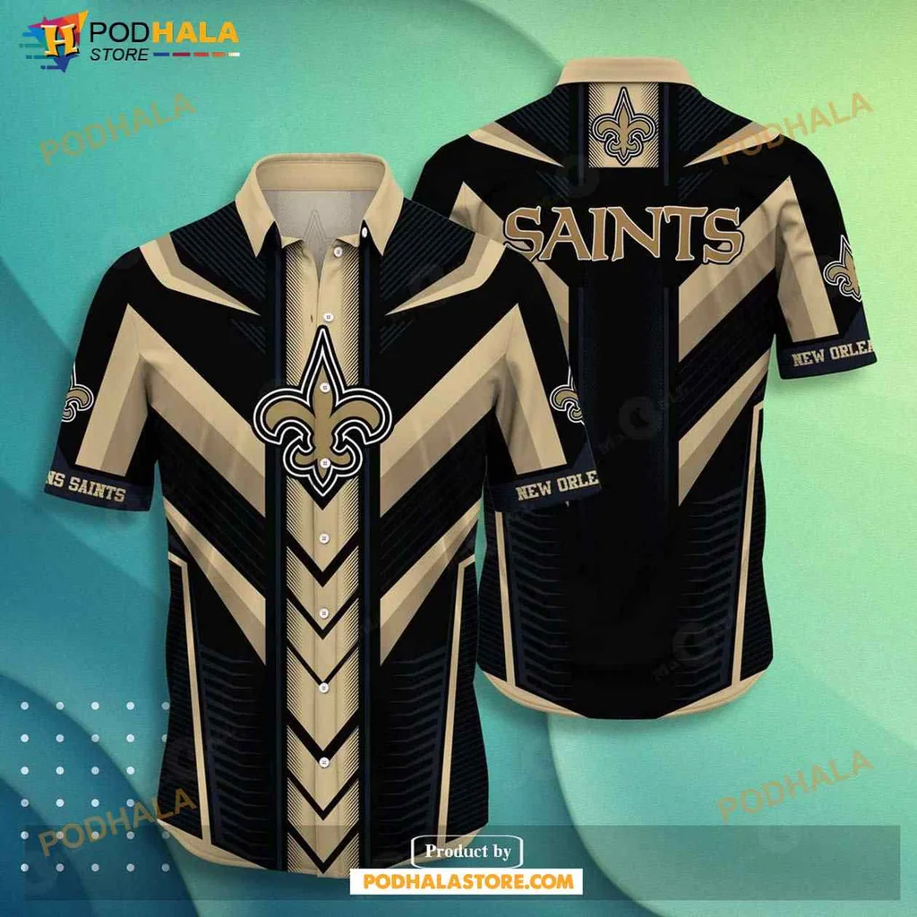 New Orleans Saints Hawaiian Shirt With Bold Black And Gold Design