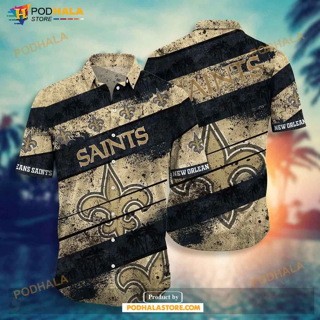 New Orleans Saints Hawaiian Shirt With Bold Gold Design