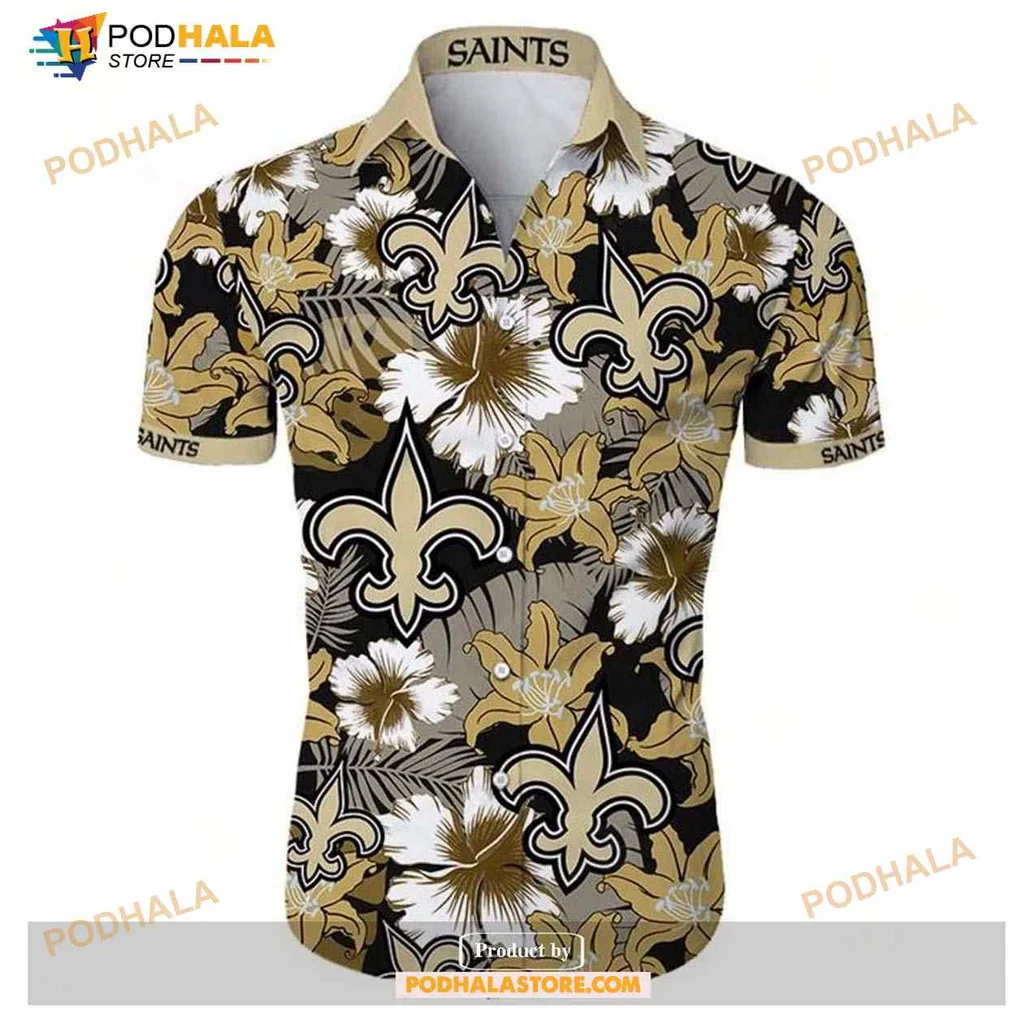 New Orleans Saints Tropical Shirt With Floral Design And Team Logo