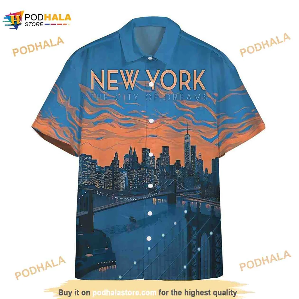 New York City Skyline Hawaiian Shirt, The City Of Dreams Design