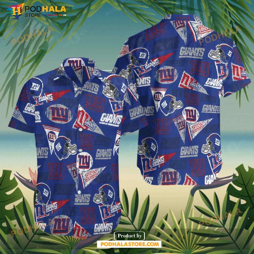 New York Giants Aloha Shirt With Team Logo And Bold Colors