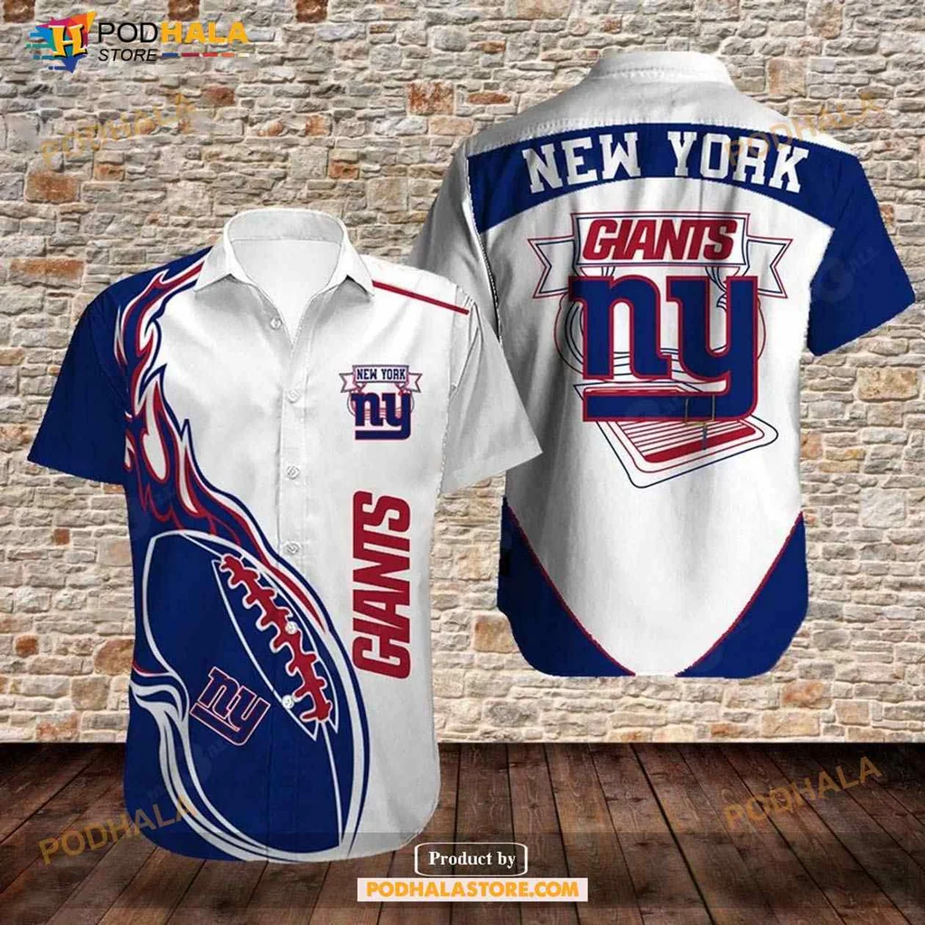 New York Giants Fan Hawaiian Shirt, Vibrant Football Design In Team Colors