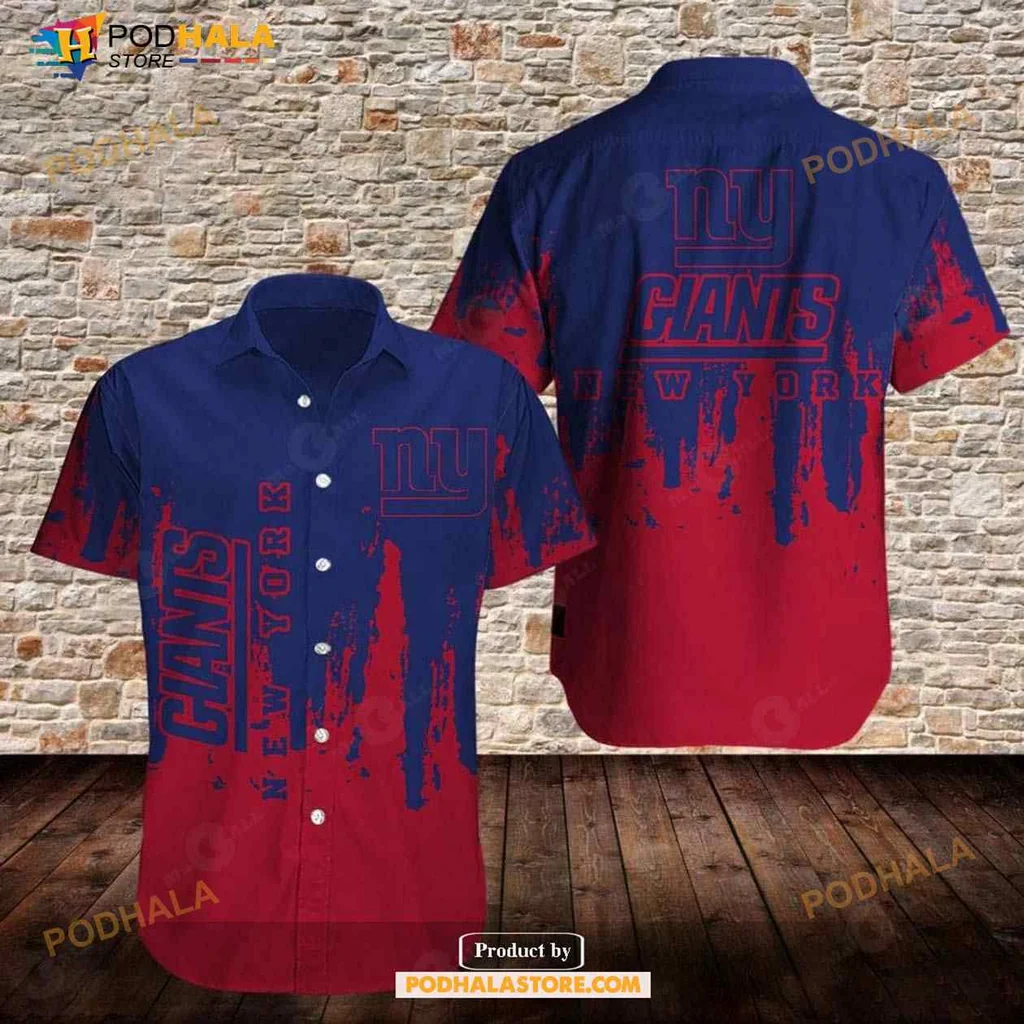 New York Giants Hawaiian Shirt With Bold Ny And Giants Design
