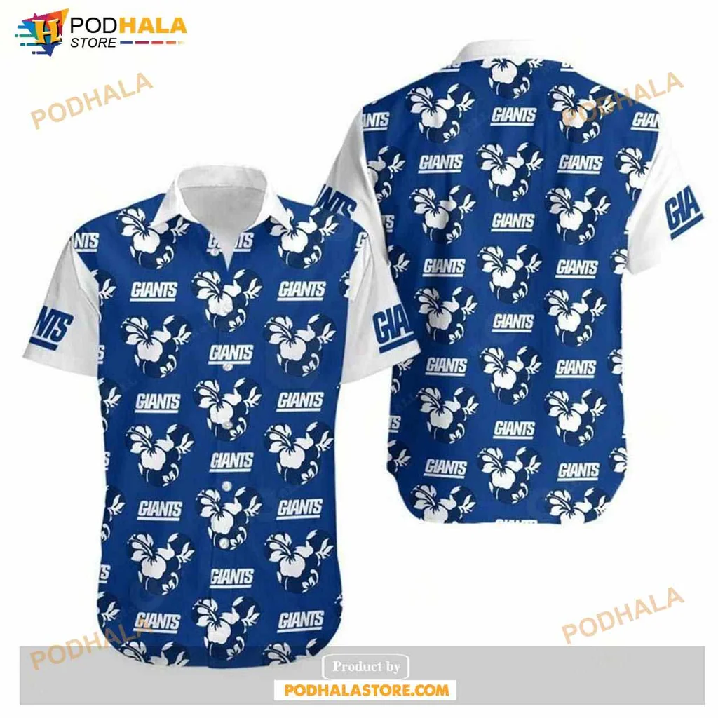 New York Giants Hawaiian Shirt With Hibiscus Flowers For Summer Fun