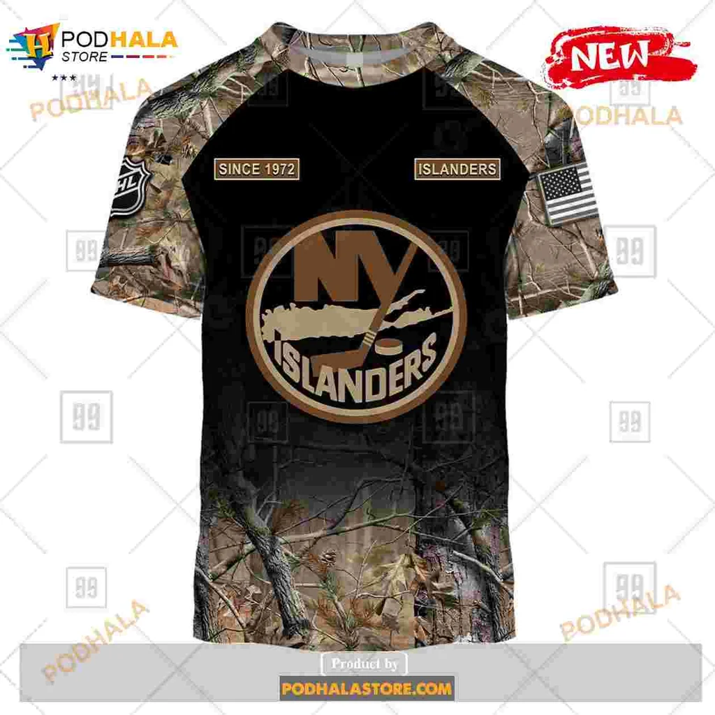 New York Islanders Camouflage Hoodie With Custom Name And Number - View 2 New York Islanders Camouflage Hoodie With Custom Name And Number - View 2