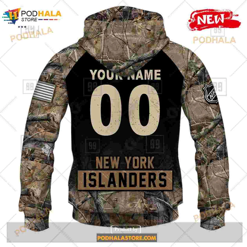 New York Islanders Camouflage Hoodie With Custom Name And Number - Product View 6 New York Islanders Camouflage Hoodie With Custom Name And Number - Product View 6