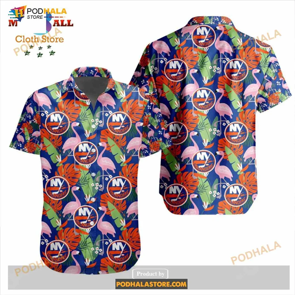 New York Islanders Flamingo Hawaiian Shirt With Tropical Design